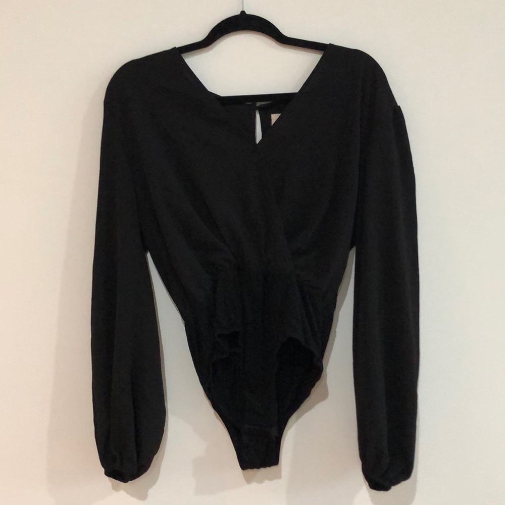 Never worn black women’s black chiffon bodysuit
